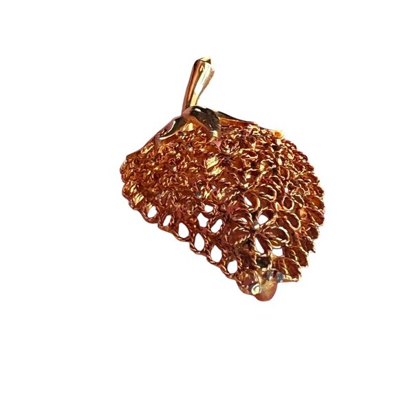 Vintage Mamselle Gold-Tone Filigree Floral Leaf Brooch Pin - Picture 10 of 11